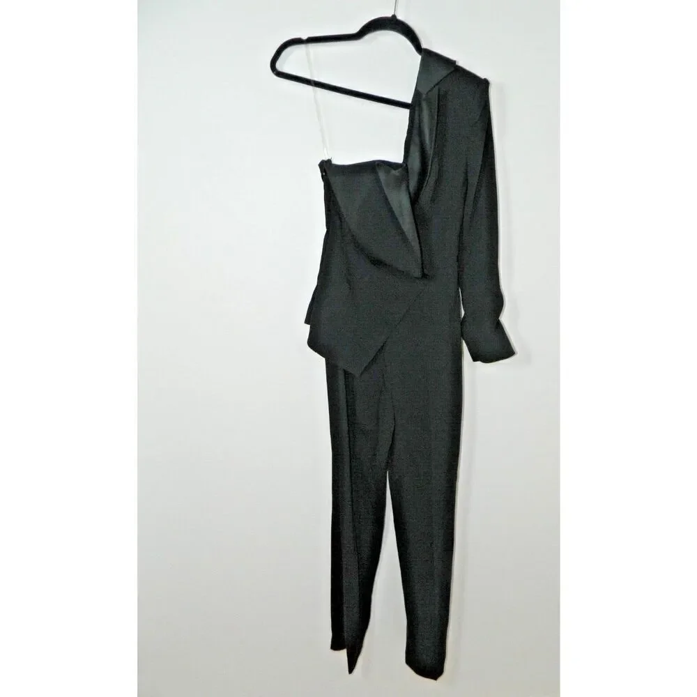 HOUSE OF CB Jumpsuit Size Small Black One‎ Sleeved Rosaria Tuxedo Style
